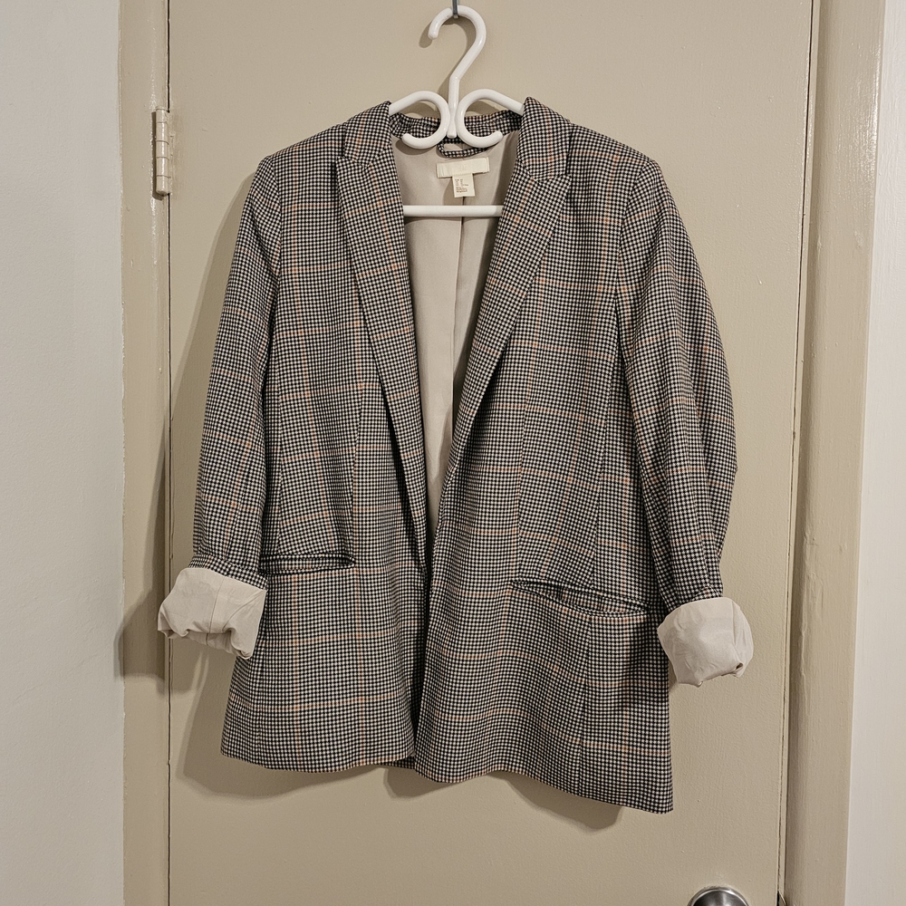 H&M Black and White Checkered Blazer